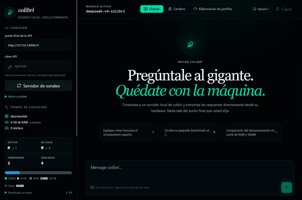 Colibrì: cómo ejecutar modelos gigantes de IA en local